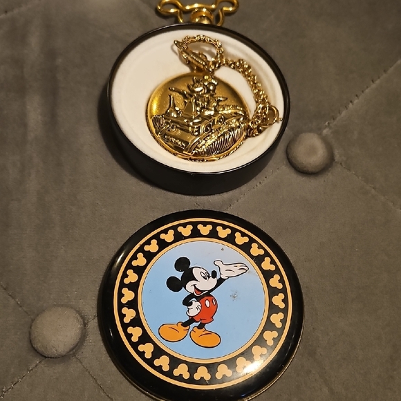 Disney Other - Disney Mickey Mouse Gold Pendant Pocket Watch